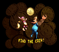 Donkey Kong Country 3 Bonus Room Screen. I chose it because the characters are overjoyed on finding a golden coin.