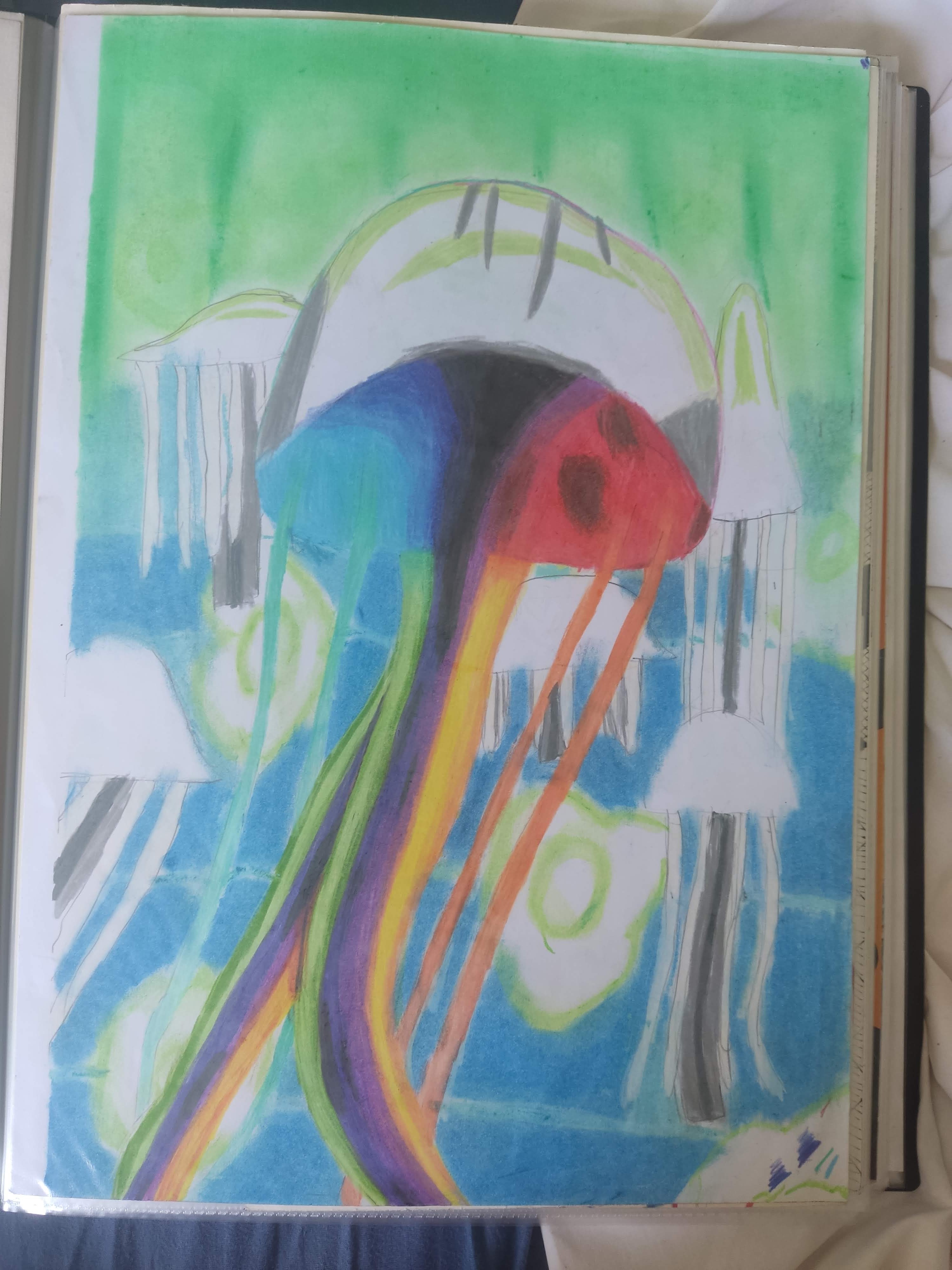 A bright pastel coloring of a Jellyfish.