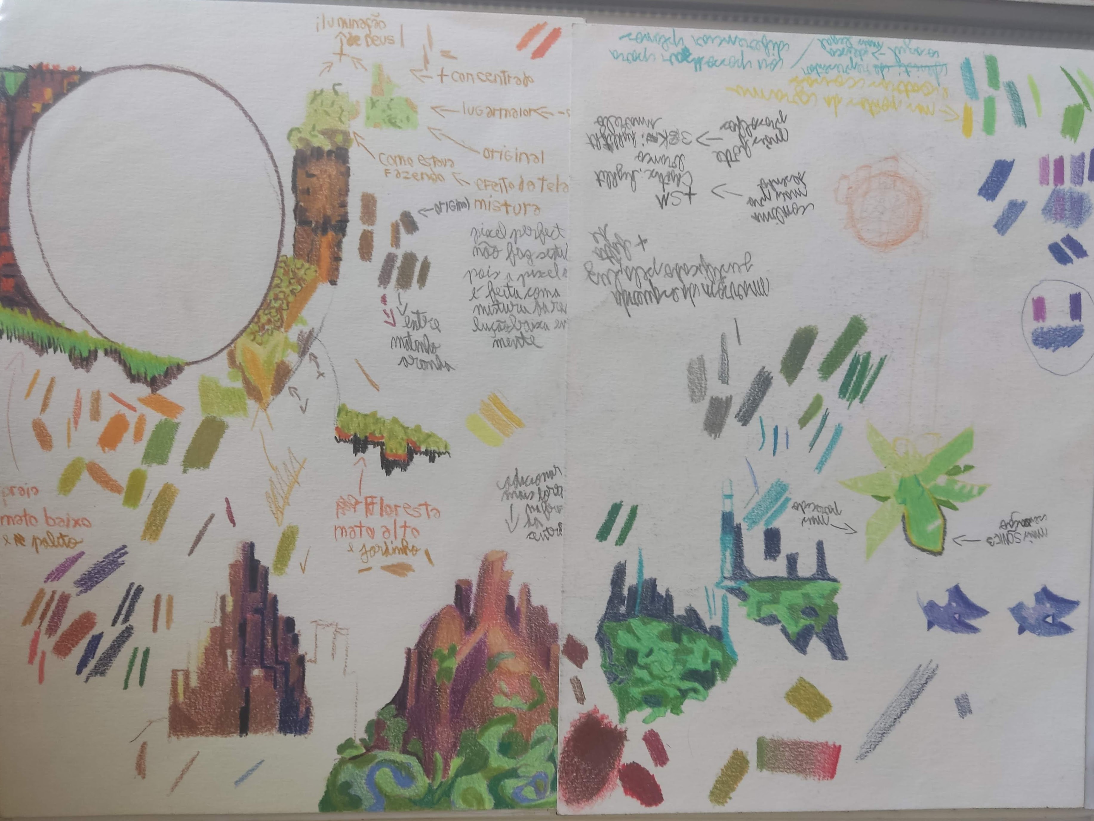 A color pencil drawing displaying zones from the Classic Sonic Trilogy.